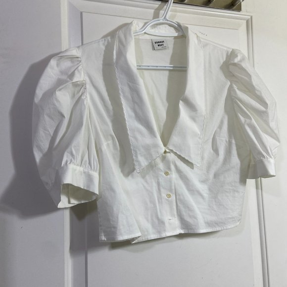 Aritzia SUNDAY BEST Solitaire Blouse White Espace Small - Picture 2 of 3